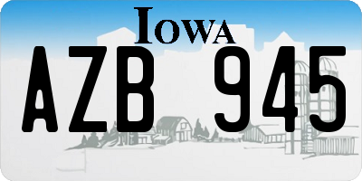 IA license plate AZB945