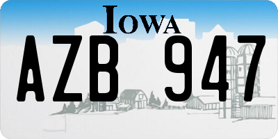 IA license plate AZB947