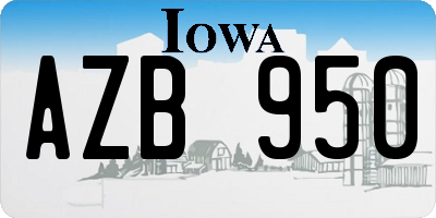 IA license plate AZB950