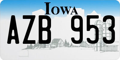 IA license plate AZB953