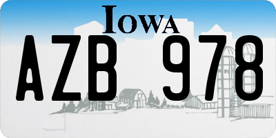 IA license plate AZB978
