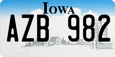 IA license plate AZB982