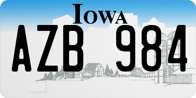 IA license plate AZB984