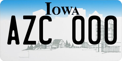 IA license plate AZC000