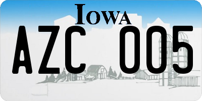 IA license plate AZC005