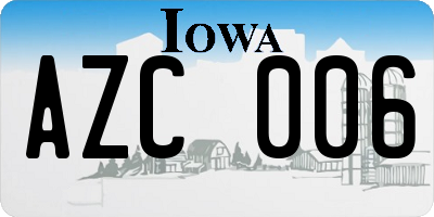 IA license plate AZC006