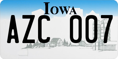 IA license plate AZC007