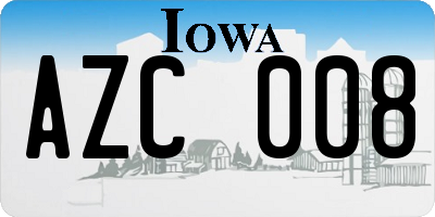 IA license plate AZC008