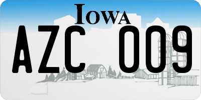 IA license plate AZC009