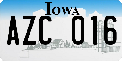 IA license plate AZC016