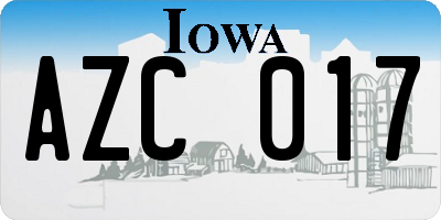 IA license plate AZC017
