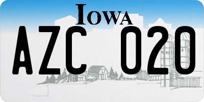 IA license plate AZC020
