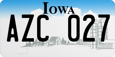 IA license plate AZC027
