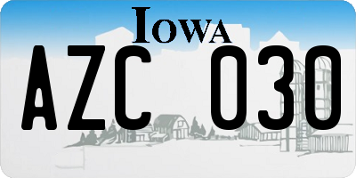 IA license plate AZC030