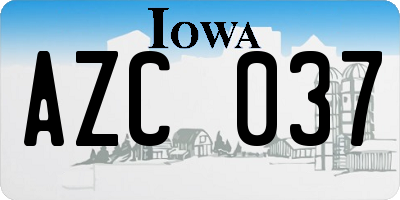 IA license plate AZC037