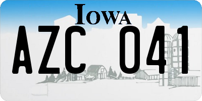 IA license plate AZC041
