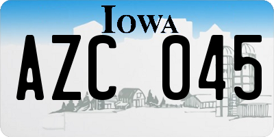 IA license plate AZC045