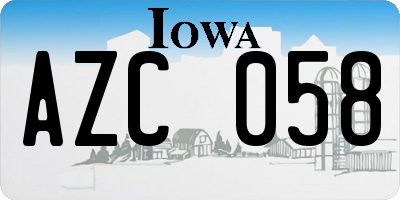 IA license plate AZC058