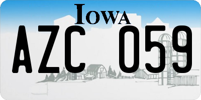 IA license plate AZC059