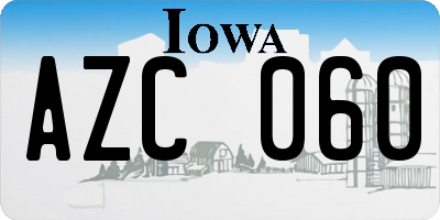 IA license plate AZC060