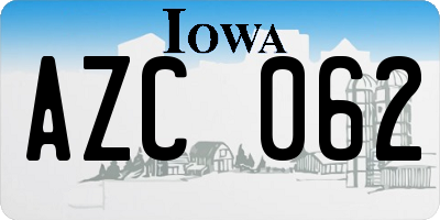IA license plate AZC062