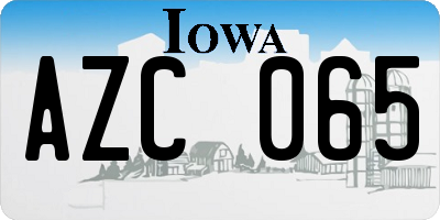 IA license plate AZC065
