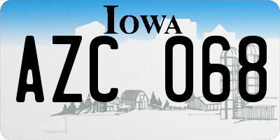 IA license plate AZC068