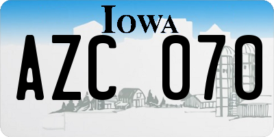 IA license plate AZC070