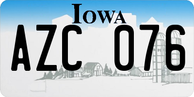 IA license plate AZC076