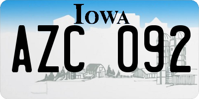 IA license plate AZC092