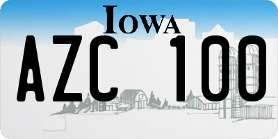 IA license plate AZC100