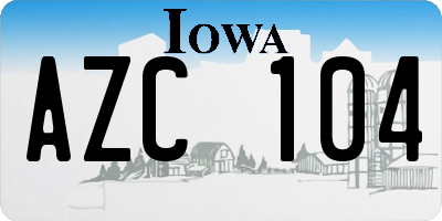 IA license plate AZC104