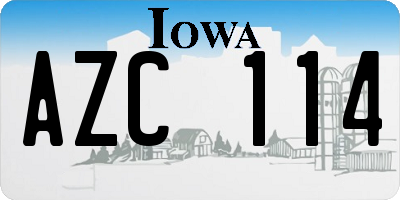 IA license plate AZC114