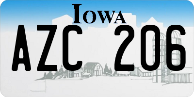 IA license plate AZC206