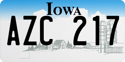 IA license plate AZC217