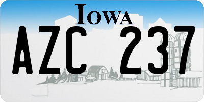 IA license plate AZC237