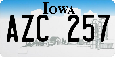 IA license plate AZC257