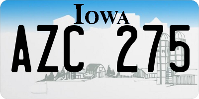 IA license plate AZC275