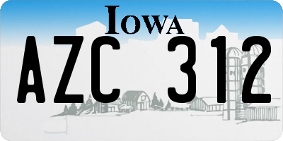 IA license plate AZC312