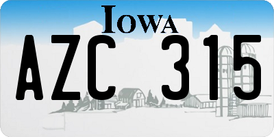 IA license plate AZC315