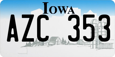 IA license plate AZC353