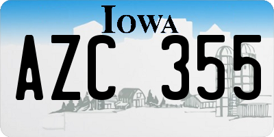 IA license plate AZC355