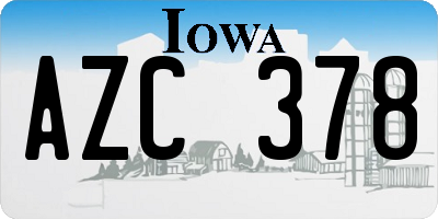 IA license plate AZC378