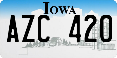 IA license plate AZC420