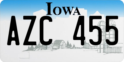 IA license plate AZC455