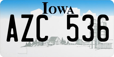 IA license plate AZC536