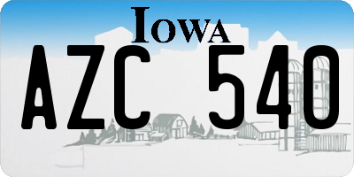 IA license plate AZC540