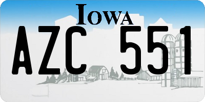 IA license plate AZC551