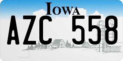 IA license plate AZC558