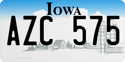 IA license plate AZC575